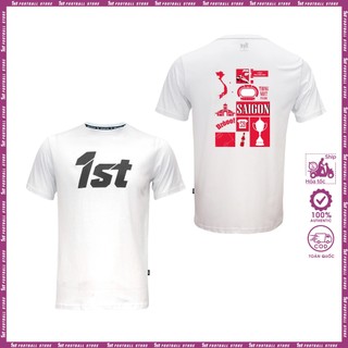Áo thun unisex Sài Gòn 1st logo to Trắng cổ tròn cotton Premium trẻ trung, thể thao mặc hàng ngày