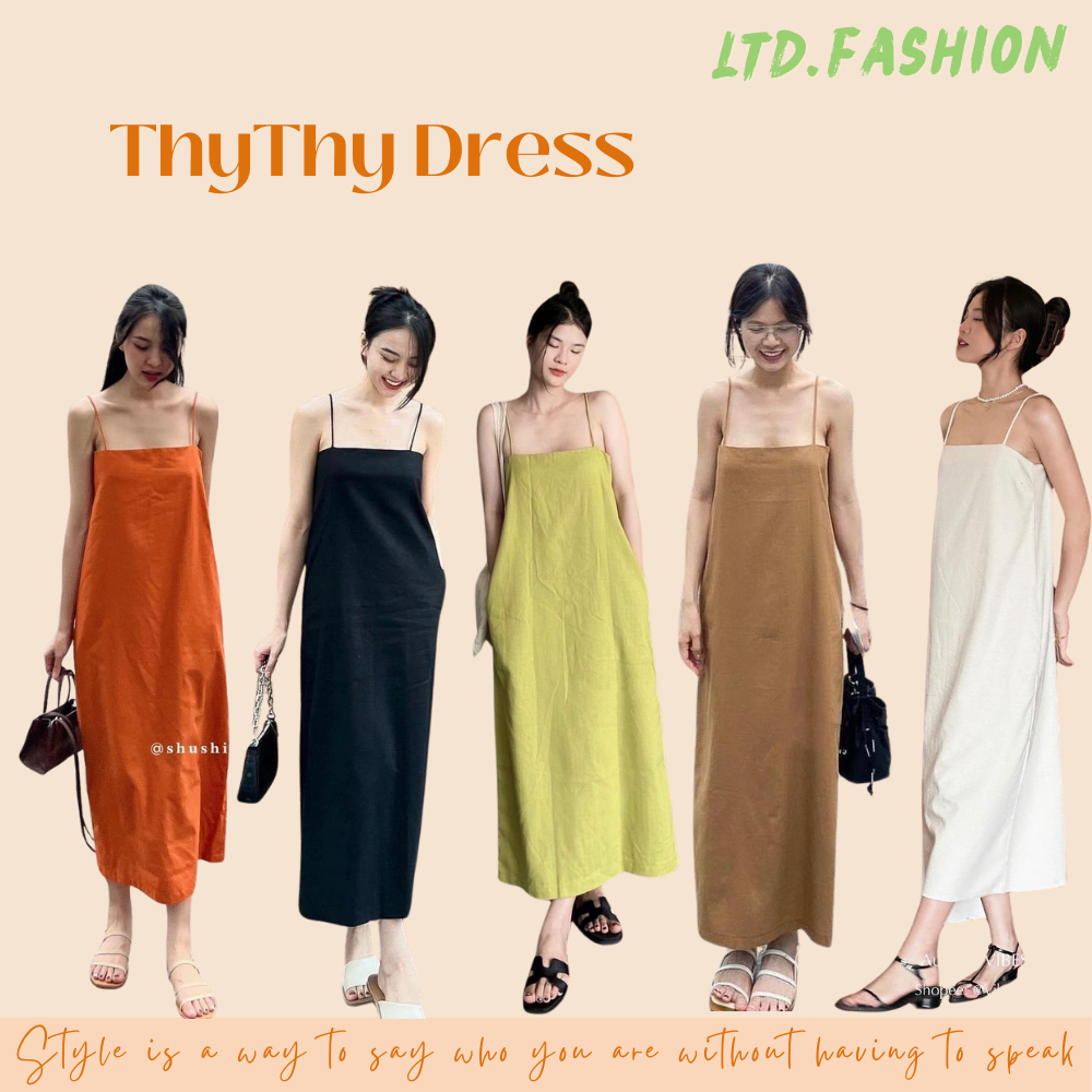 ĐẦM MAXI LINEN HAI DÂY CÓ TÚI - LTD.FASHION - THYTHY DRESS