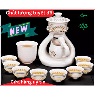 Bộ ấm pha trà pha lê chất liệu gốm sứ thủy tinh cao cấp