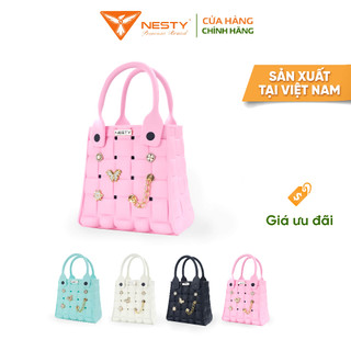 Túi Xách Tay NESTY Đính Kèm Charm Nữ Tính Sang Trọng Hiện Đại Chất Liêu EVA Mềm Mại Chống Thấm Nước