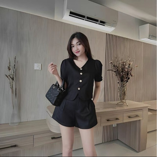 Bigsize sét quần đùi áo cổ V dự tiệc