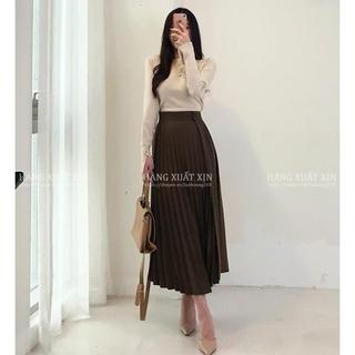 Chân váy xếp ly midi Vero phối cúc