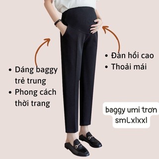 Quần baggy bầu umi hàn, có chun chỉnh nấc