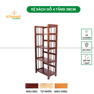 KỆ SÁCH 4 TẦNG 38CM GỖ CAO SU - KỆ GỖ ĐA NĂNG 4 TẦNG 40CM