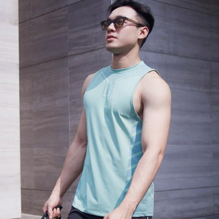 Áo ba lỗ thể thao nam tập gym, bóng rổ, chạy bộ chất thun lạnh xanh pastel PW10233 - Chính hãng Playwell