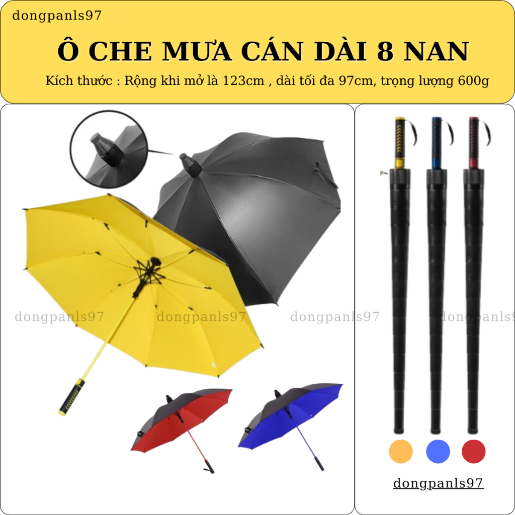 Dù Che Nắng Mưa, Ô Che Nắng Chống Tia UV Cỡ Lớn 2 Lớp Nan To, Dù Cán Dài Chống Gỉ Đóng Mở Tự Động