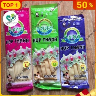 Găng tay cao su Hợp Thành dài 32 - 38cm size S, M, L, XL dùng rửa chén, rửa bát
