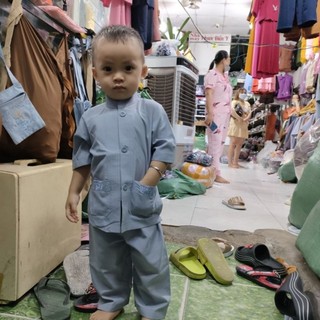 Đồ lam bé trai thêu túi size 4-40kg đồ lam đi chùa