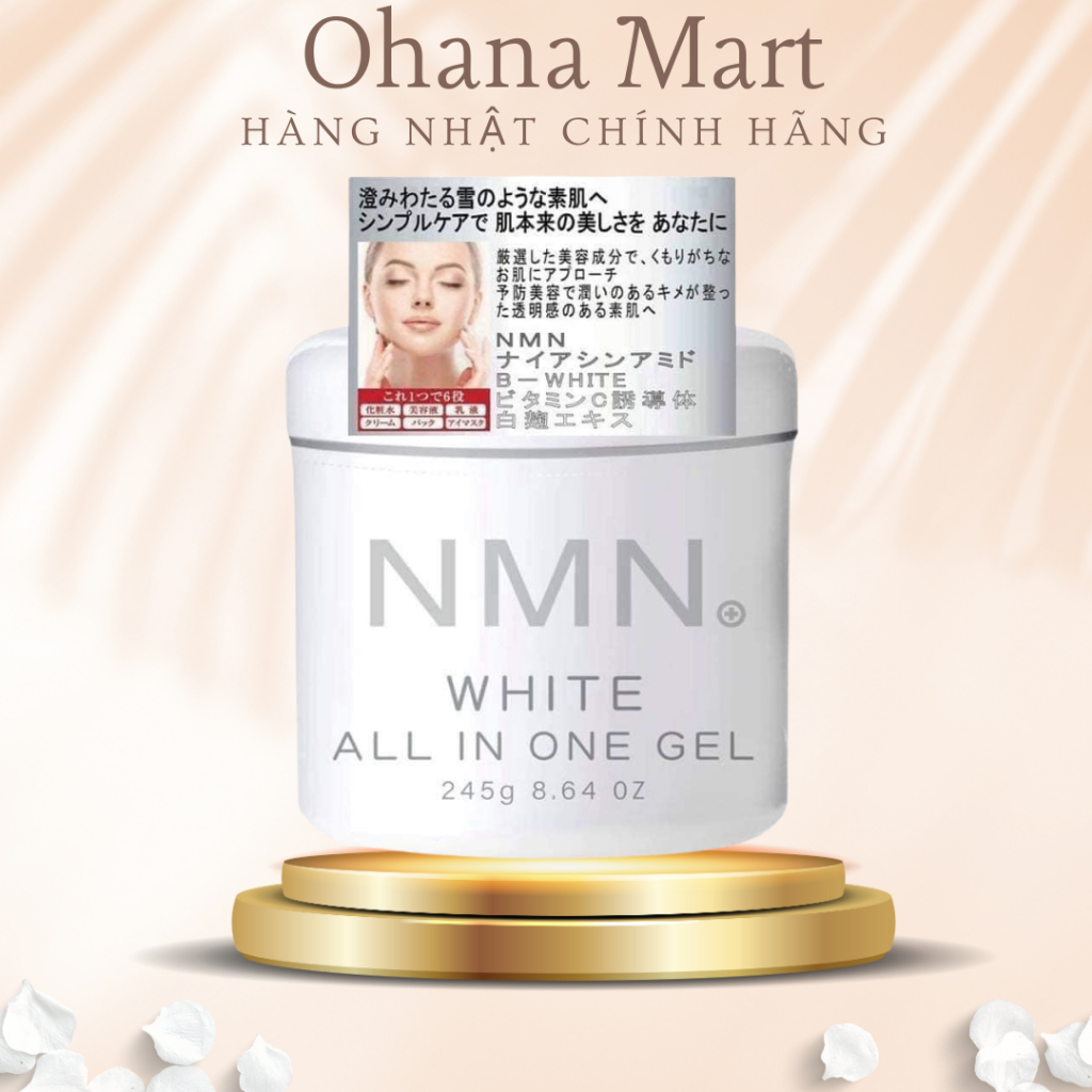Kem NMN giúp dưỡng ẩm làm Trắng Da White All In One Gel Nhật Bản; kem dưỡng ẩm NMN kem thấm nhanh kh