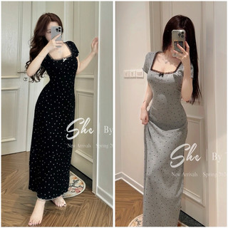 VÁY COTTON CHẤM BI VIỀN REN
