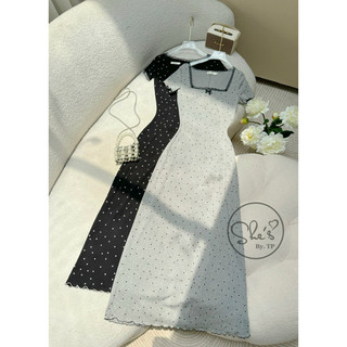 VÁY COTTON CHẤM BI VIỀN REN