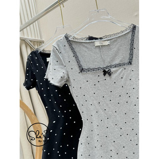 VÁY COTTON CHẤM BI VIỀN REN