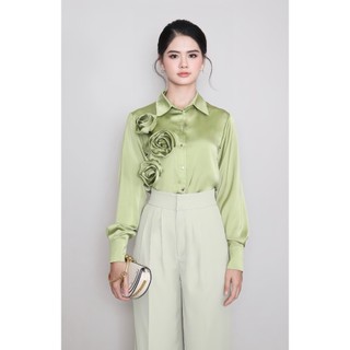 Áo sơ mi lụa hoa 3D thanh lịch - Angel V