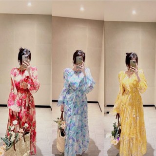 Váy tơ hoa maxi siêu đẹp