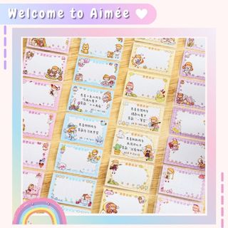14 miếng sticker note, nhãn dán đa năng, nhãn tên, nhãn vở xinh xắn