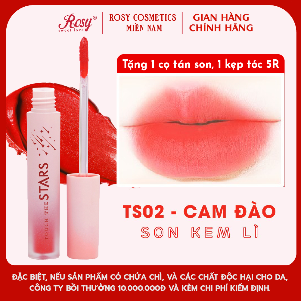 [Rosy Cosmetic Miền Nam] CAM ĐÀO - Touch The Stars New Collection Son Tint Bóng, lâu trôi, bền màu