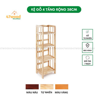 Kệ sách gỗ 4 tầng 38cm gỗ cao su - Kệ gỗ đa năng 4 tầng rộng 40cm cao 120cm