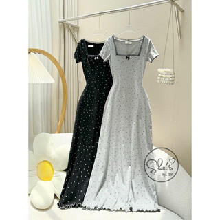 VÁY COTTON CHẤM BI VIỀN REN