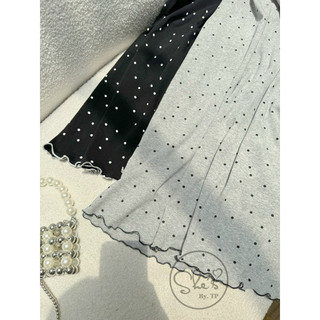 VÁY COTTON CHẤM BI VIỀN REN