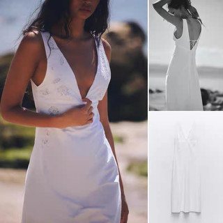 Đầm cổ v dáng dài họa tiết zara xuất