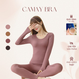 Bộ len tăm giữ nhiệt, áo len nữ, bộ quần áo thu đông nữ, bộ ngủ dài tay