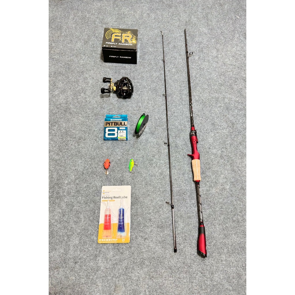Combo Cần Lure Bọ Cạp Đỏ & Máy Ngang FR200 tặng  Dây pe + 2 mồi & Dầu Bảo Dưỡng