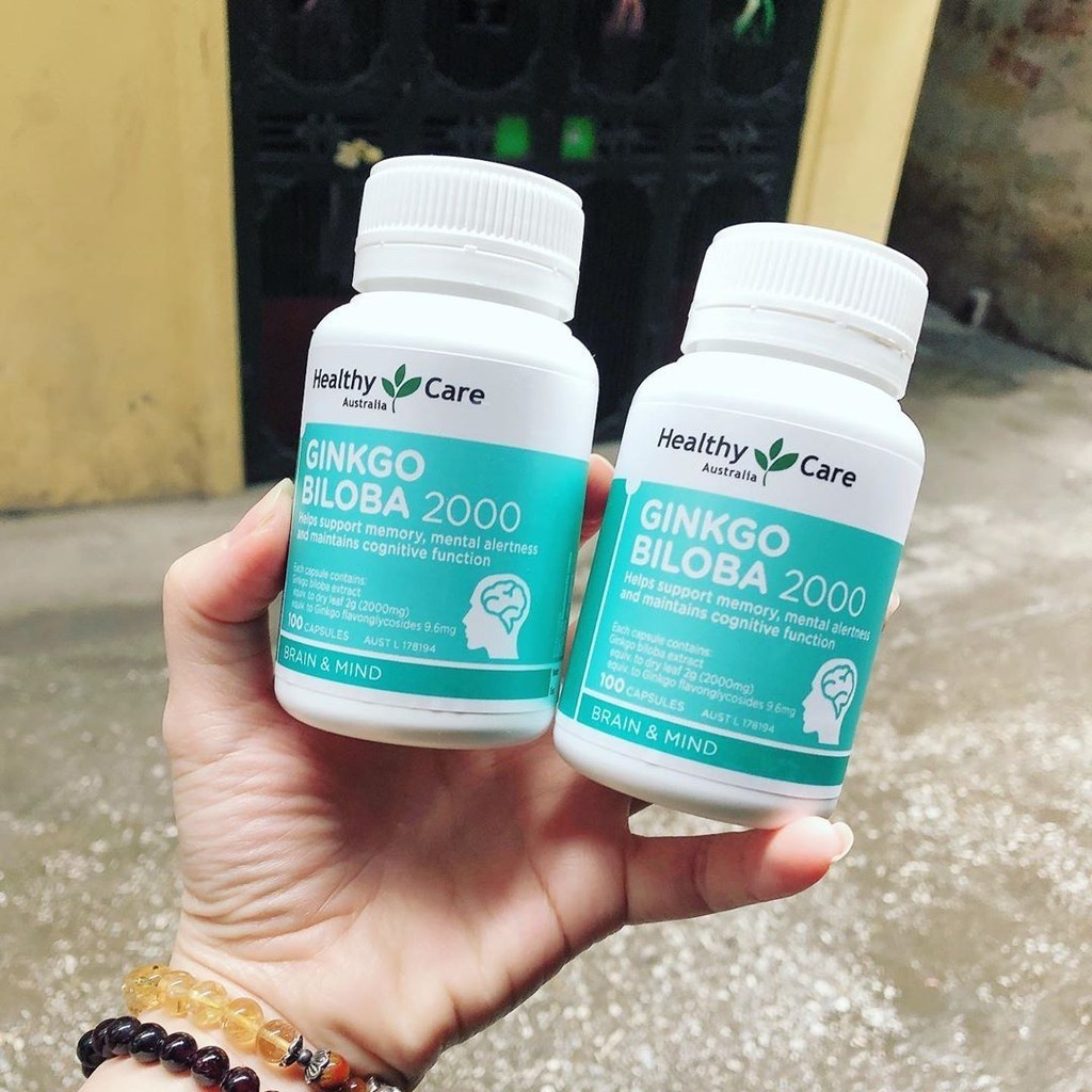 Viên uống bổ não Healthy Care Ginkgo Biloba 2000 tuần hoàn lưu thông máu 100 viên