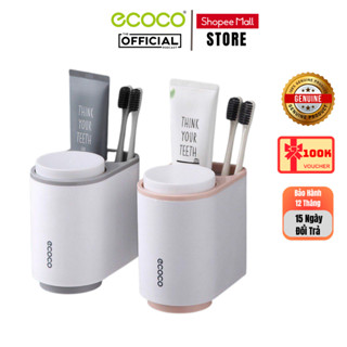  Kệ Treo Bàn Chải Đánh Răng ECOCO 2 Cốc Hộp Đựng Bàn Chải ECOCO Dính Tường Tặng Kèm 2 Cốc 