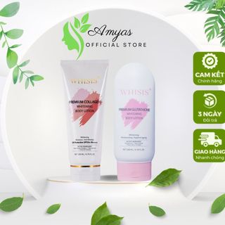 Kem Body Trắng Da Chống Nắng Nâng Tone Trắng Hồng Rạng Rỡ WHISIS Premium Collagen Whitening Body Lotion 200ml