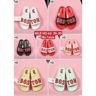 Dép unisex 𝐌𝐋𝐁 𝐁𝐎𝐒𝐓𝐎𝐍 -FREESHIP + Hộp- dép quai ngang nam nữ,dép mlb quai ngang thể thao nam nữ thêu chữ màu đỏ trắng