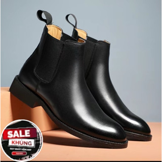 Giày chelsea boot cao cổ trơn giày dự tiệc nam da sít Hàng kĩ đế khâu may chắc chắn mã G3 đặt lùi 1 size