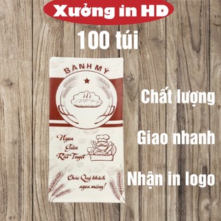 Set 100 túi bánh mì , túi đựng bánh mì , túi giấy đựng bánh mì