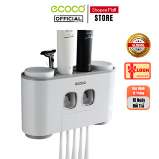  Bộ Nhả Kem Đánh Răng ECOCO 4 Cốc 2 Nhả Kem E1802 Kệ Để Bàn Chải Dán Tường Cao Cấp Hàng Chính Hãng 