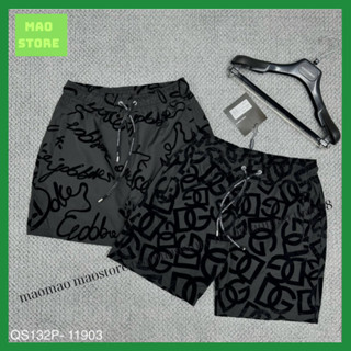 Quần Short Gió Nam Đen Dập Hoạ Tiết Vân Chữ Nhung Monogram Hai Mặt Phối Dây Rút Dệt Chữ Cho Các Boy Phố Đi Bar 2024