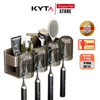  Bộ Nhả Kem Đánh Răng Tự Động Kyta Chất Liệu Nhôm Cao Cấp Kệ Để Bàn Chải Phòng Tắm Gắn Tường 