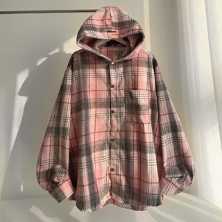 Áo Sơ Mi Khoác Ngoài Flannel Caro Nam Và Nữ Tay Dài Caro Có Nón Form Rộng Chất Vải Dạ Kẻ Sọc Dày dặn Thoáng Mát Unisex