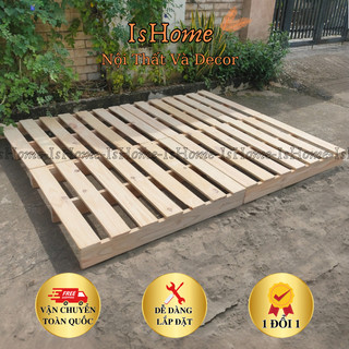 Giường Ngủ Pallet Gỗ Thông Gấp Gọn Đủ Kích Thước Cao 10cm