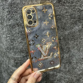 Case ốp lưng Oppo Reno 5 dẻo hoa văn đính đá sáng đẹp sang trọng bảo vệ camera