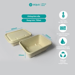 Hộp bã mía chữ nhật size 750ml thùng 500 cái