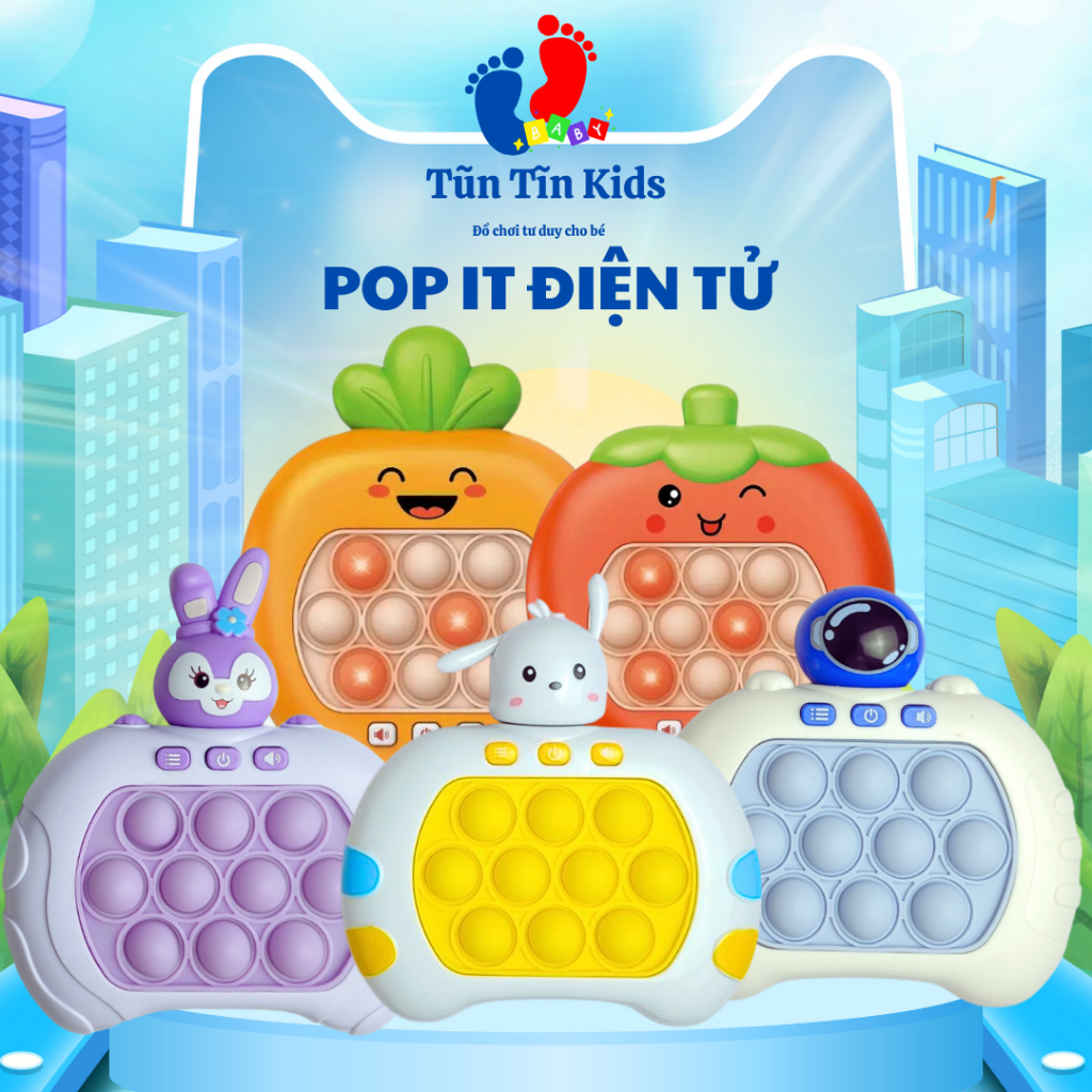 Máy chơi game Pop It Điện Tử- Đồ chơi Popit điện tử cho bé với nhiều cấp độ có nhạc và đèn giải trí