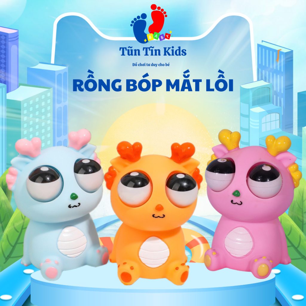 Đồ chơi rồng bóp mắt lồi, Đồ chơi rồng bóp xả stress, Thú bóp tay đồ chơi vô tri