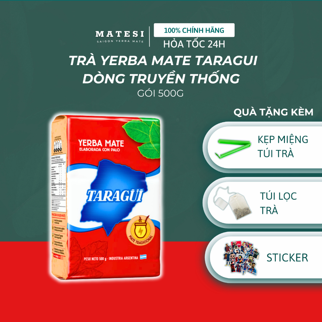 [HCM] Trà Yerba Mate Taragui nhập Argentina 500g - Vị Truyền Thống ( ORIGINAL Flavor). FREE Túi Lọc Tái Sử Dụng