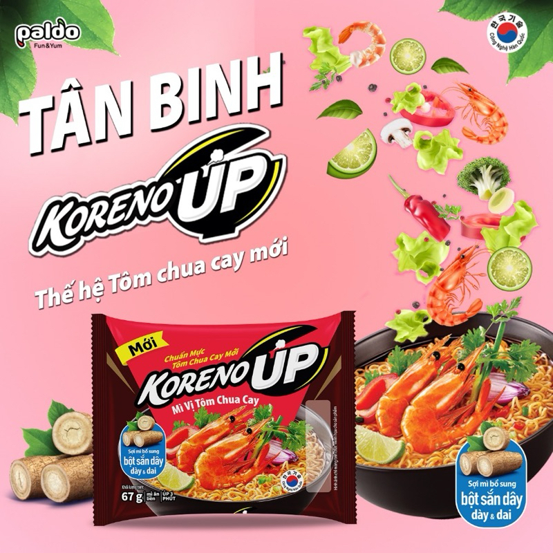 Mì koreno up tôm chua cay thùng 20 gói * 67gr