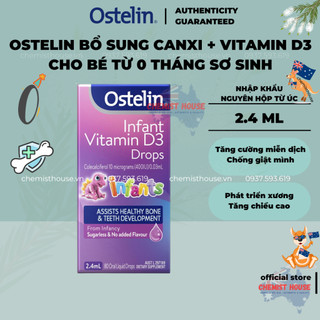 [Hàng Chuẩn ÚC] Ostelin Infant Vitamin D3 Drops - Bổ sung canxi nước cho bé sơ sinh 2.4ml