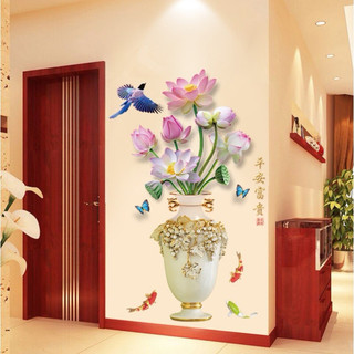 Decal Dán Tường Bình Hoa Sen