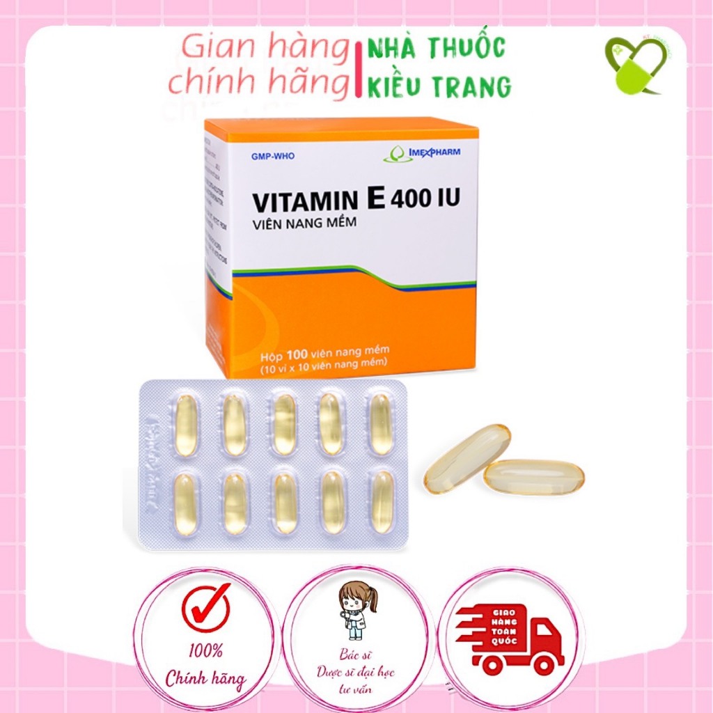 Vitamin E 400IU Imexpharm, hỗ trợ dưỡng ẩm, đẹp da