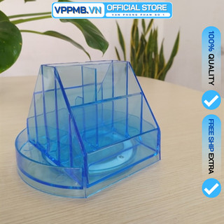 Hộp cắm bút xoay 360 độ mica, khay đựng bút văn phòng HR311
