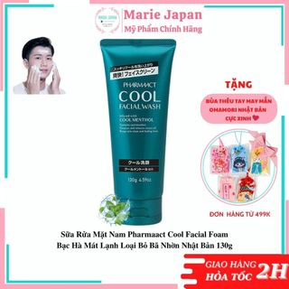 Sữa rửa mặt nam pharmaact cool facial foam bạc hà mát lạnh loại bỏ bã nhờn nhật bản 130g