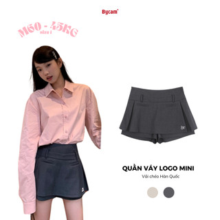 Quần Váy Cách Điệu Hàn Quốc Vải Chéo Hàn Thêu Logo Nữ Tính 𝑩𝒚𝒄𝒂𝒎𝒄𝒂𝒎