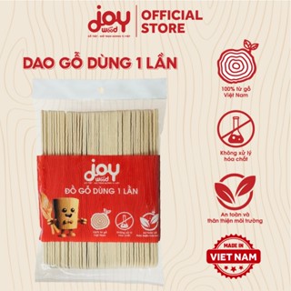 Set dao gỗ JOY WOOD 16cm cao cấp dùng 1 lần cắt bánh kem, cafe, salad, thân thiện môi trường, xuất khẩu Châu Âu (50 cái)